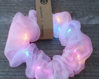 Organza scrunchie met LED lichtjes baby rose